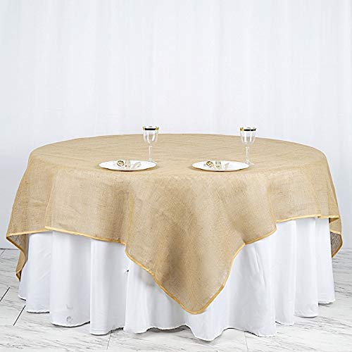 Balsacircle 90X90-Inch Natural Brown Burlap Table Overlays - Wedding Reception Party Catering Table Linens Decorations